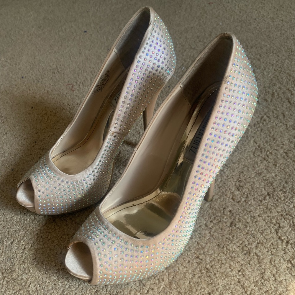 Jennifer Lopez Blingy Blush Rhinestone Platform Heels